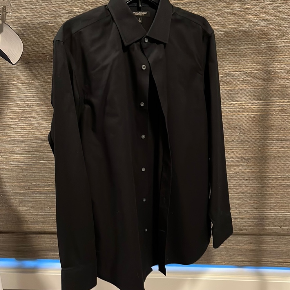 Banana Republic men’s non-iron slim fit black dress shirt M